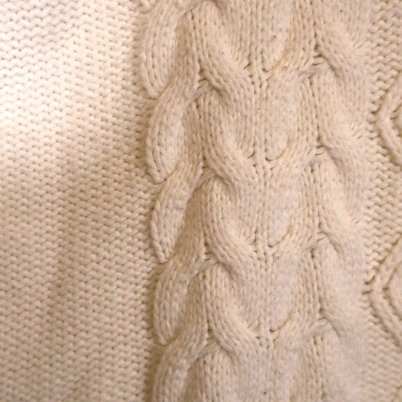 Cable Knit Ivory Cowl Neck Sweater Womens Long Sleeve Talbots Cotton Blend Size - Picture 7 of 10